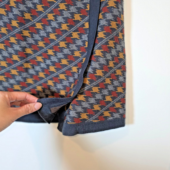 Title Nine Skirt Merino Wool Blend Knit Houndstooth Brown Size XS Casual Preppy - Picture 5 of 9